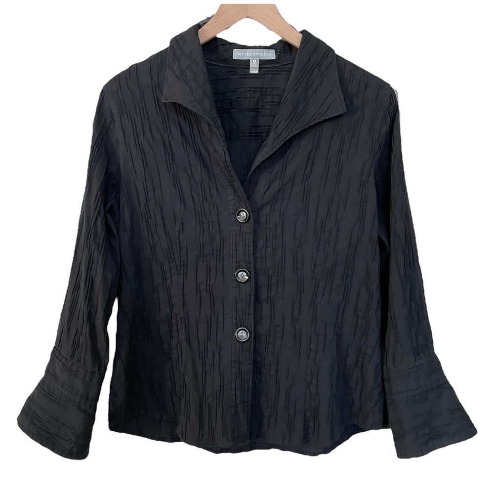 Foxcroft Textured Fitted Stretch Button Up Shirt - image 4